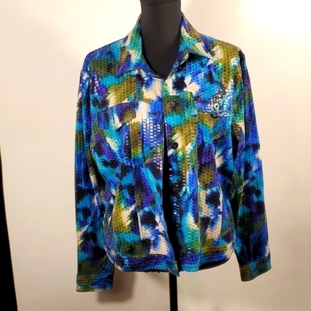 Notations Multicolor Shiny Jacket - Size Large - … - image 1